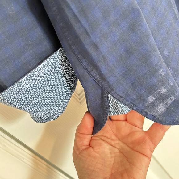 Ted Baker Endurance Mens Blue Long-Sleeved Lightweight Shirt Size 16 Checkered - Picture 4 of 7